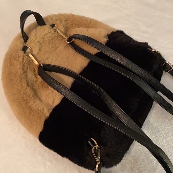 Do Everything in Love | Two-Tone Plush Faux Fur Backpack Purse Bag - Picture 4 of 11